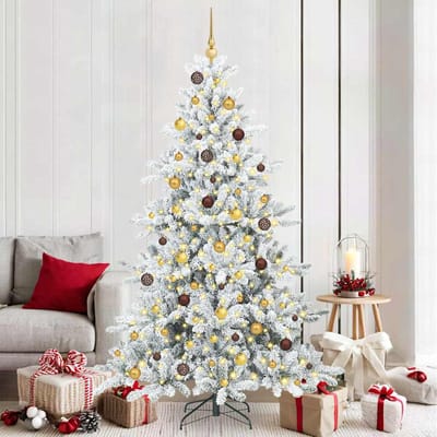 vidaXL - Kunstmatige - Hinged - Kerstboom - Wit - 210 - cm - PVC - en - Staal