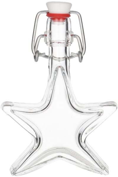 Glazen Fles 'Ster' - 40 ml - Decoratieve Flessen, Glazen Flesjes Met Dop - Vorm: Ster Glas - Transparante Fles - Glas - 1 Stuk