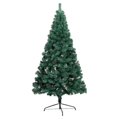 vidaXL - Kunstkerstboom - met - verlichting - en - kerstballen - half - 120 - cm - groen