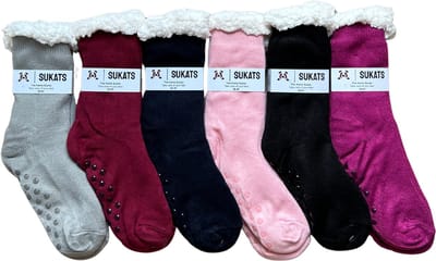 Sukats® Huissokken - Homesocks - 6 Paar - Maat 36-41 - Dames Huissokken - Anti-Slip - Fluffy - Slofsokken - Variant 6 - Meerdere Maten en Varianten - Verwarmde Sokken
