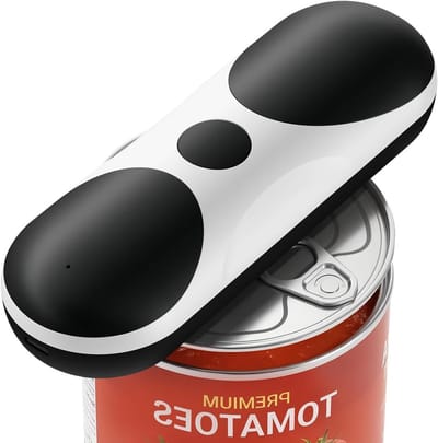 Elektrische Blikopener - Automatische Opener - Keuken Gemak - Gladde Rand - One-Touch Bediening - Zwart-Wit