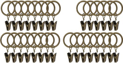 30 Stuks Gordijnringetjes Met Klemmetjes - Gordijnringen - Metalen Gordijn Ringen, Haken - Gordijnhangers Clips - Gordijnhaken - Curtain Glijder Hooks - Binnendiameter 55mm - Bronzen