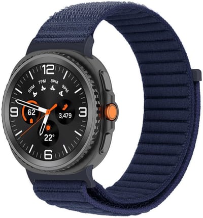 Nylon bandje - geschikt voor Samsung Galaxy Watch 8 (40mm) / Galaxy Watch 8 (44mm) / Galaxy Watch 8 Classic - klittenbandsluiting - donkerblauw