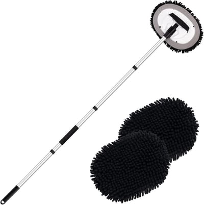 62" Autowas Borstel Mop met Lange Steel – Chenille Microvezel – Krastvrije Vervangende Kop – voor Auto, RV, Vrachtwagen