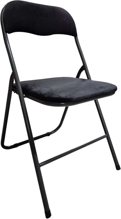 5Five Klapstoel met fluweel zitting - zwart/antraciet - 44 x 48 x 79 cm - metaal - Inklapbaar
