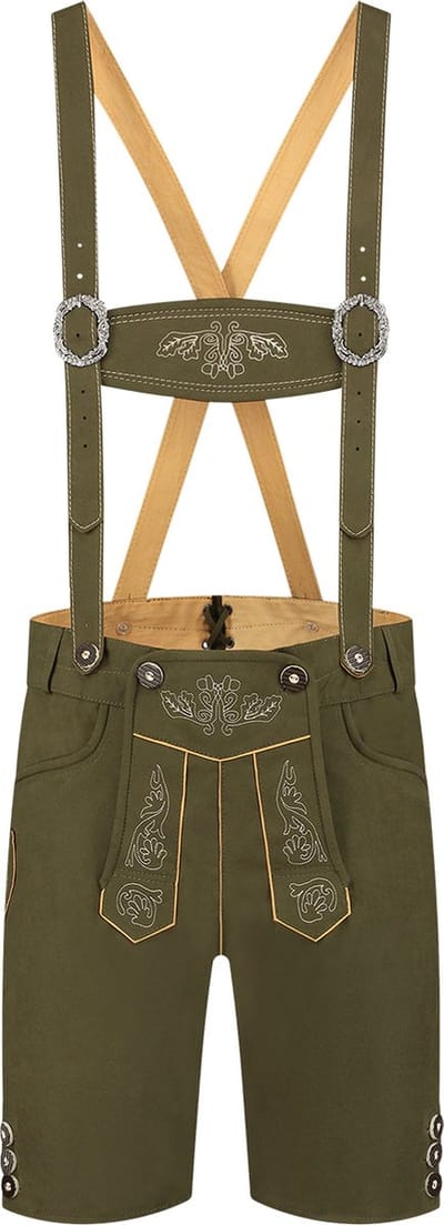 Oktoberfest Lederhosen Man - Groen - Kort Model - Imitatie Leer - Maat XXL