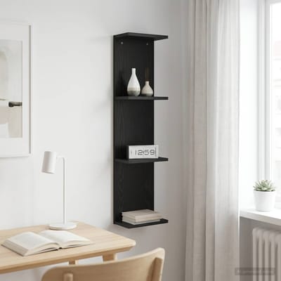 vidaXL - Wandplank - Zwart - eiken - 25 - x - 15 - x - 100 - cm - Bewerkt - hout