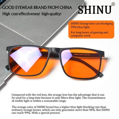 SHINU Rood Lens Blauw Licht Blokkerende Bril voor Mannen Beschermt Ogen tegen Digitale Belasting Verbetert Slaapkwaliteit