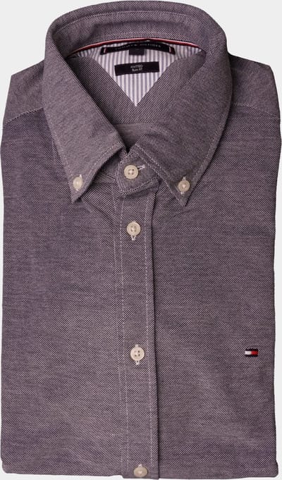 Tommy Hilfiger - Overhemd Melange Donkerblauw - Heren - Maat XL - Slim-fit