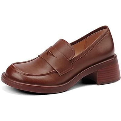 Nieuwe Mode Echt Leer Dames Schoenen Casual Instappers Loafers Comfortabele Pumps Platform Schoenen Ronde Neus Hakken Schoenen Vrouw 38