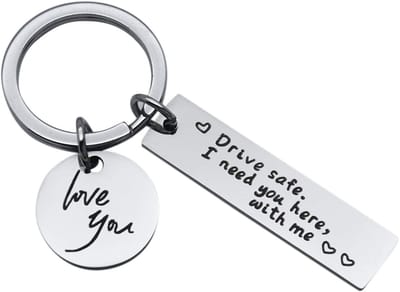 Sleutelhanger "Drive safe" RVS Zilver