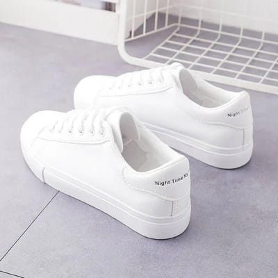 Mode femmes vulcaniser chaussures nouveau décontracté classique couleur unie en cuir PU chaussures femme décontracté blanc chaussures baskets 40 white