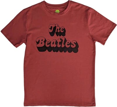 The Beatles - Text Logo Shadow Heren T-shirt - M - Rood