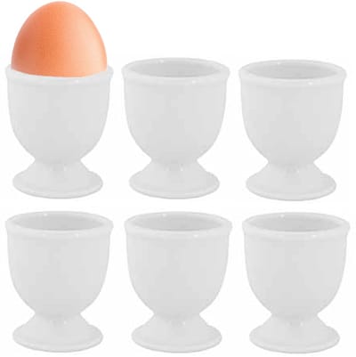 Cosy & Trendy Eierdopje - 6x stuks - wit - porselein - 5 x 6 cm - paasontbijt