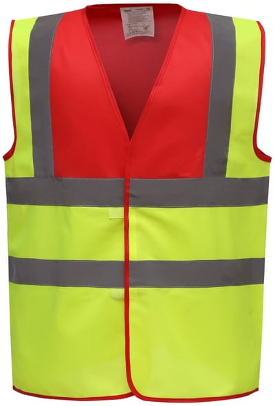 Yoko Signalisatievest met 2 Banden & Bretels YHVW100 - Red / Hi Vis Yellow - S