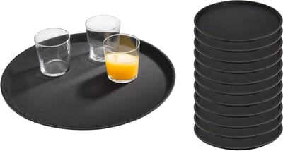 APS Gastro Serveertablet Rond - GFK Antislip - Horeca Dienblad Zwart - Ø35.5cm - Set van 12
