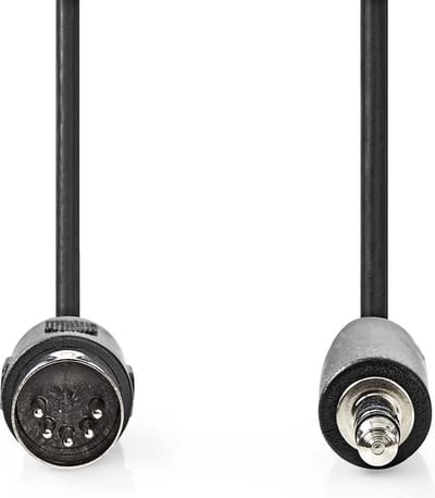 Nedis DIN-Audiokabel - DIN 5-Pins Male - 3,5 mm Male - Vernikkeld - 1.00 m - Rond - PVC - Zwart - Label