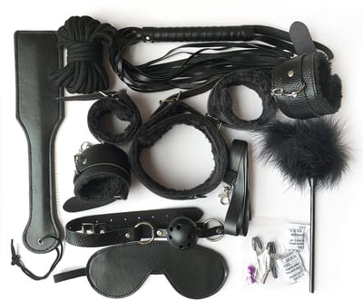Zwart - Bondage Set - Bondageset - Erotisch - Bondage - Luxe set - Speeltjes Voor Volwassen - Game Erotische BDSM - Handboeien - Sex - Spel - Zweep - Tepelklemmen - SM – Zwart – seks speeltjes