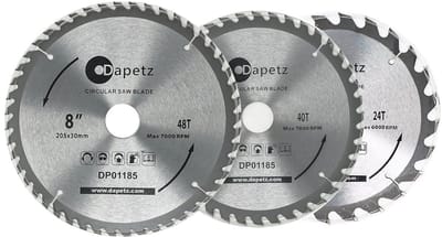 TCT Circulair Hout Fijn Gesneden Zaagblad 205mm - 24, 40 & 48 Tanden - Verstekzagen - Set van 3