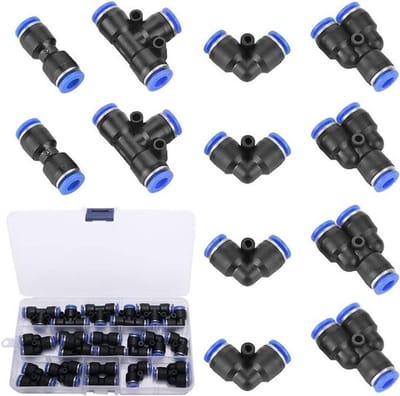 20 stuks 6 mm Air Push Snelsluitingen 4-weg Push-in Pneumatische Connectoren voor Snelle Aansluiting van Luchtleidingen Pneumatisch Gereedschap