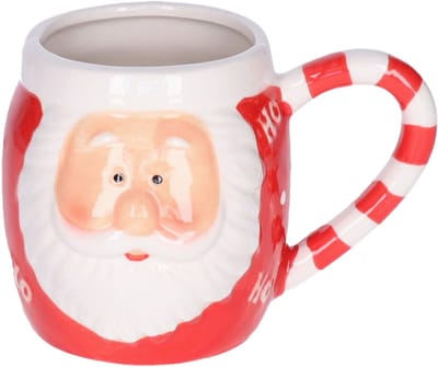 Svenska Living Kerst mok - kerstman - 8 x 11 cm - keramiek - 400 ml - beker - koffiemok/theemok - kinderbeker
