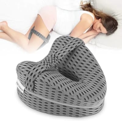 Orthopedisch Kniekussen voor Zijslapers - Ergonomisch Traagschuim Beenkussen voor Heup-, Rug- en Ischiaspijnverlichting - Hartvormig Design met Ademende Hoes