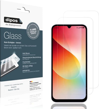 dipos – 2x Pantserfolie geschikt voor Xiaomi Redmi 15A 5G | 9H Screenprotector