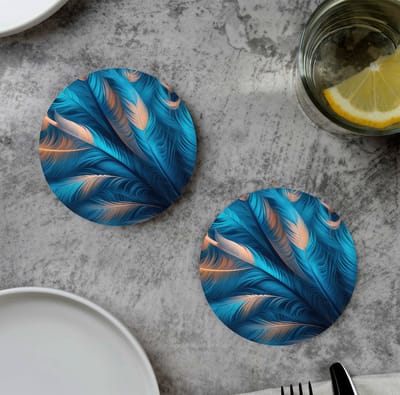GR onderzetters voor glazen - Feather Blue - Vinyl - 6st