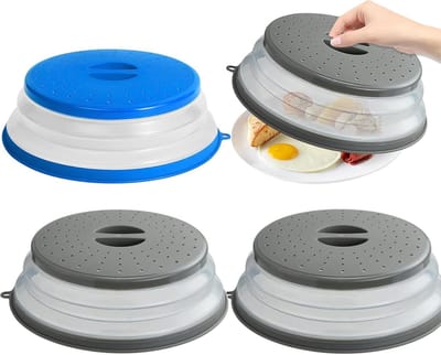 Vouwbare Magnetron Deksel, 3 Stuks, Spatbestendig Deksel voor Verwarmd Voedsel met Stoomgaatje