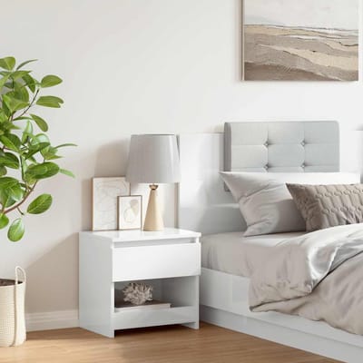 vidaXL - Nachtkastje - 40x30x39 - cm - bewerkt - hout - hoogglans - wit