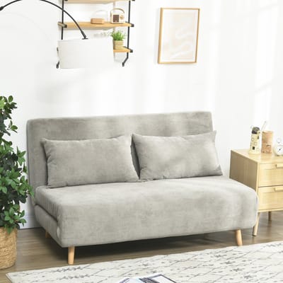 MODFU Slaapbank - Verstelbare Rugleuning En Uitklapbaar Logeerbed - Woonkamer - Polyester - Grijs - 141 X 90 X 81 Cm