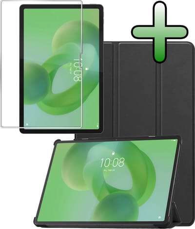 Hoesje Geschikt voor Lenovo Idea Tab Pro - Met Screenprotector - Trifold Bookcase - Hard Cover - Hardcover Book Case - Tablet Hoes - Zwart
