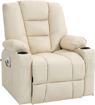 Massagestoel - Relaxfauteuil - Zetel - Sta op stoel elektrisch - Stof - 1 persoons - Met armleuning - Zeer comfortabel - Elektrisch - Crème