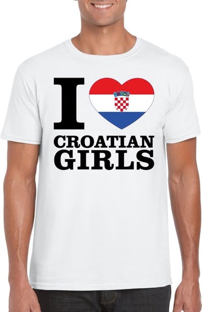 I love Croatian girls t-shirt wit heren - Kroatie shirt S
