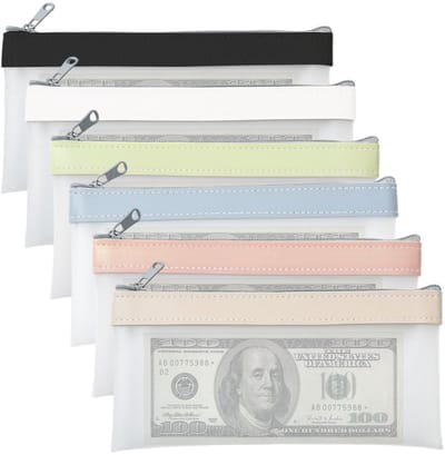 Dailygoods- Geldzakken Set van 6 - Waterdichte Geldzakken - Veelkleurige Geldportefeuilles - Ritsen - Transparant Ontwerp - Duurzaam PVC - Geldportefeuille