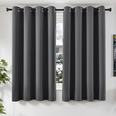 Verduisterende Gordijnen met Oogjes 2-Delige Set 160x140 cm Donkergrijs