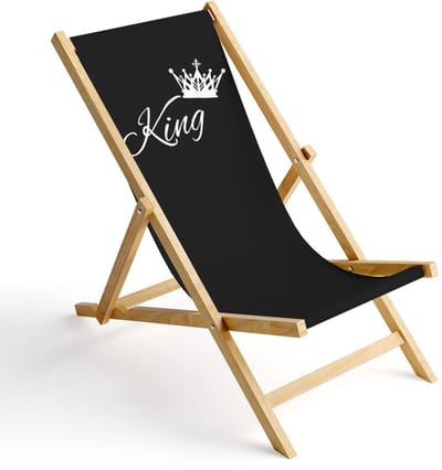 FEROCITY - Opklapbare ligstoel - Houten - strandstoel met afneembare hoes - 120 x 58 x 45 cm - Birke - Koning