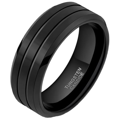 Wolfraam heren ring Classic Groove 8mm-17mm