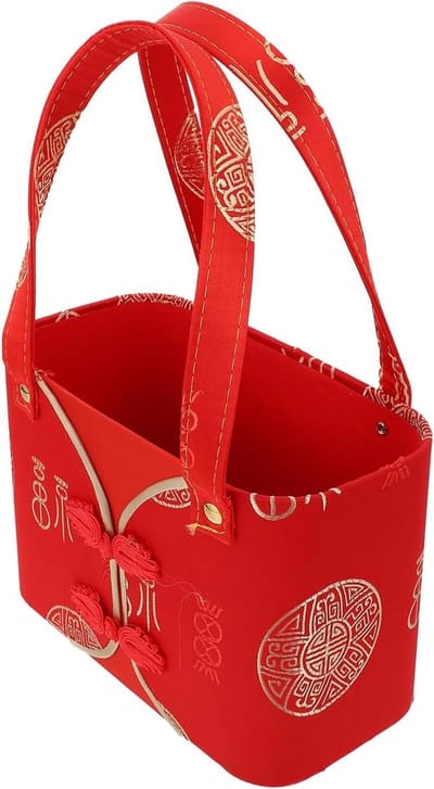 Bloemenverpakking Tassen - Boeket Emmer - Bloemen Presenteren - Stoffen Materiaal - 21x14cm - Rood