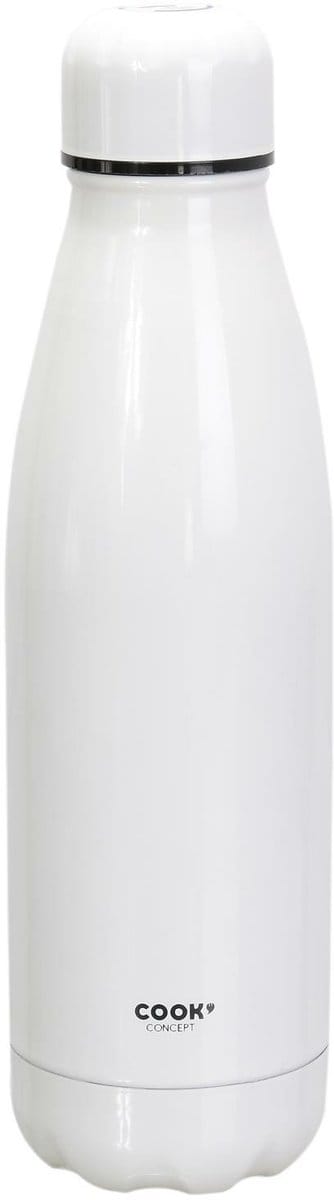 Cook Concept Travel drinkfles voor warme en koude dranken - wit - roestvrij staal - met schroefdop - 500 ml
