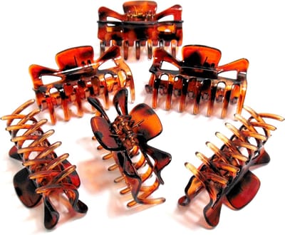 6 haarklemmen strik-vorm 6 cm bruin - Herfst - Herfstkleuren