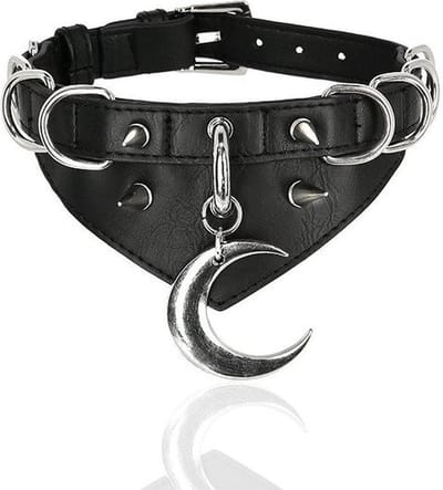 Restyle - Moon and DRing Choker - Zwart