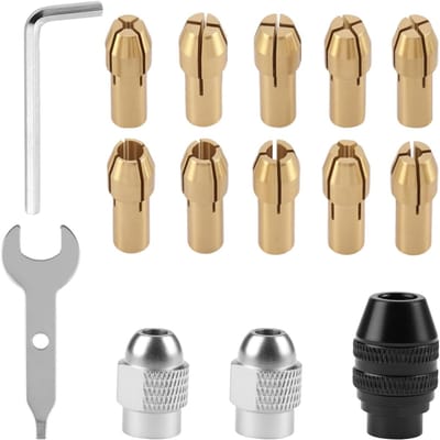 15-delige Booradapterset met Messing Spannzang voor Precisieboren, Geschikt voor 0.3mm tot 3.2mm, Multifunctioneel Gereedschap voor Hobby en Professioneel Gebruik