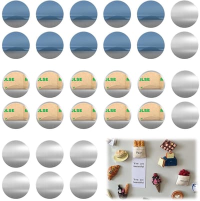 Dailygoods- Metalen Plaatjes 30 Stuks - Zelfklevend - Ronde Plaat - Magnetisch Roestvrij Staal - Diameter 20 mm - Duurzaam en Corrosiebestendig - Magnetische Plaatjes