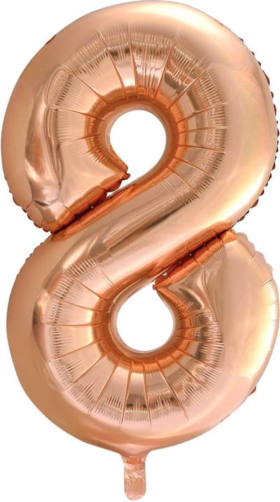 Folie ballon cijfer 8 goud-roze 86 cm - .