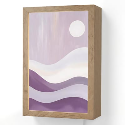 Wandlamp 20x30 cm - Oplaadbaar - Golven - Heuvels - Abstract - Paars - Wandlampen binnen woonkamer - Slaapkamer lamp met kabel - Decoratieve nachtlamp - Vloerlamp snoer