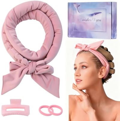 Dailygoods - krulspelden 's nachts, hittevrije krullen, fluweel, antislip, met haarspeld, lotta krullen, doe-het-zelf haarkruller, rollers voor lang en gemiddeld haar (roze)