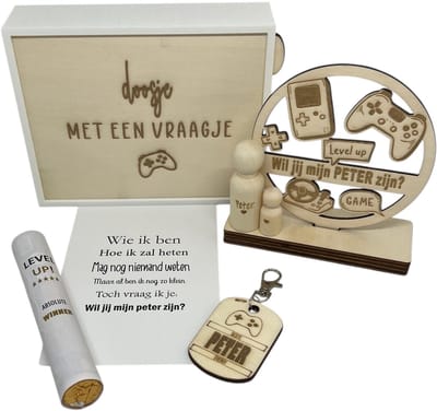 Geschenkbox wil jij mijn PETER zijn? | oker | GAMES | liefste peter | peter vragen | meter worden | peetoom vragen | peetoom worden | cadeau | geschenkdoos | giftbox