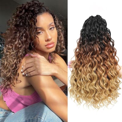 Dailygoods- Crochet Haar Pre-looped Ocean Wave - Synthetisch Vlechthaar - Boho Krullen - 14 Inch - Lichtgewicht - Super Zacht
