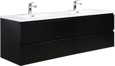 Badplaats Badkamermeubel Set Angela 160 cm – Mat Zwart – Badmeubel met Wastafel
